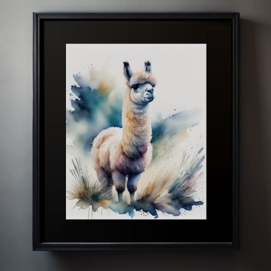 Leuke Waterverf Schilderen van een Llama 5:4 Poster