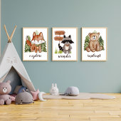 Leuke Waterverf Stijl Vos en Bomen Tekstnaam Poster