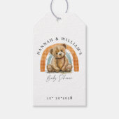 Leuke Waterverf teddybeer en regenboog Baby shower Cadeaulabel (Voorkant)