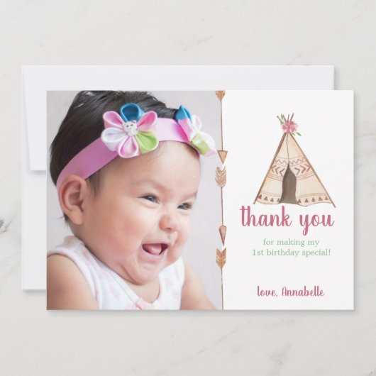 Leuke Waterverf Teepee Camping Verjaardag Bedankkaart (Voorkant)