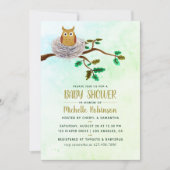 Leuke Waterverf Uil Baby shower Party Invitation Kaart (Voorkant)