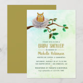 Leuke Waterverf Uil Baby shower Party Invitation Kaart (Voorkant / Achterkant)