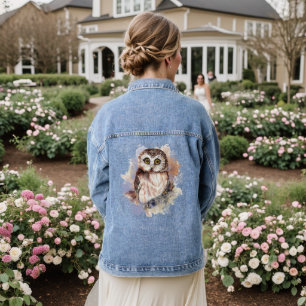 Leuke Waterverf Uil Vogel Wildlife Art Denim Jacket
