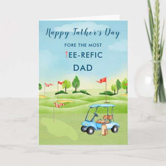 Leuke Waterverf Vaderdag Kaart golfthema (Voorkant)