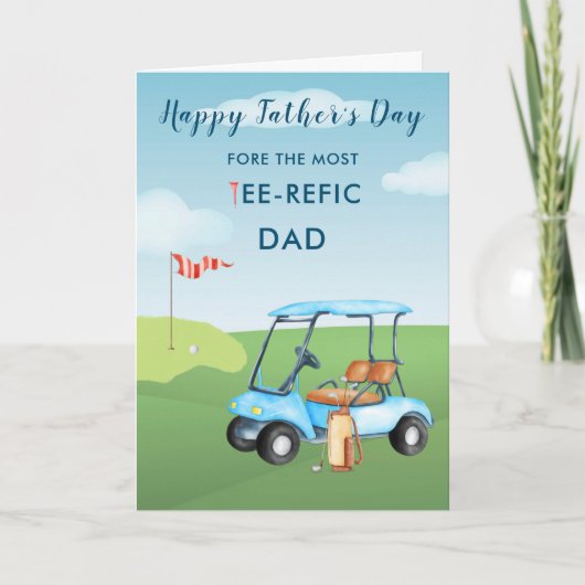 Leuke Waterverf Vaderdag Kaart golfthema (Voorkant)