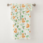 Leuke Waterverf Vossen en Groene Bladeren Bad Handdoek (Insitu)