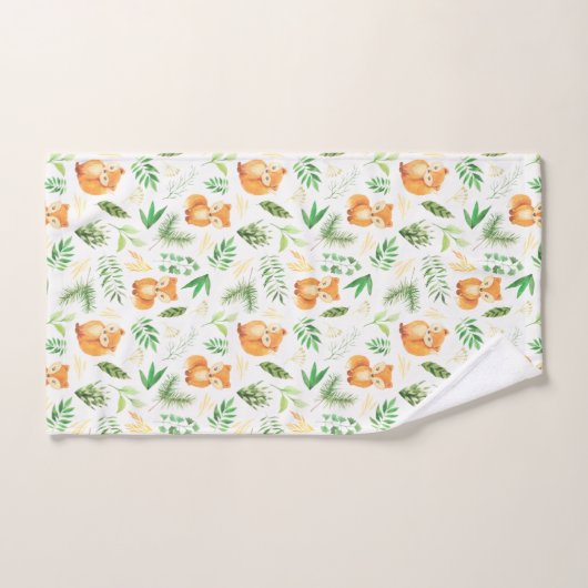 Leuke Waterverf Vossen en Groene Bladeren Bad Handdoek (Handdoek)