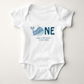 Leuke Waterverf walvis met baby's naam & datum Bab Romper (Voorkant)