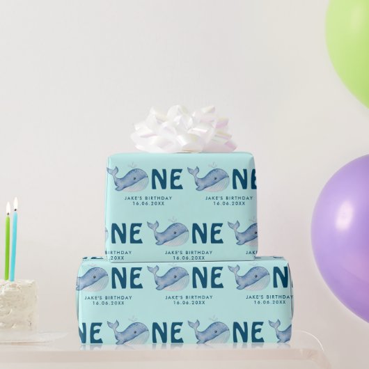 Leuke Waterverf Whale Birthday gepersonaliseerd Cadeaupapier (Feestgeschenken)