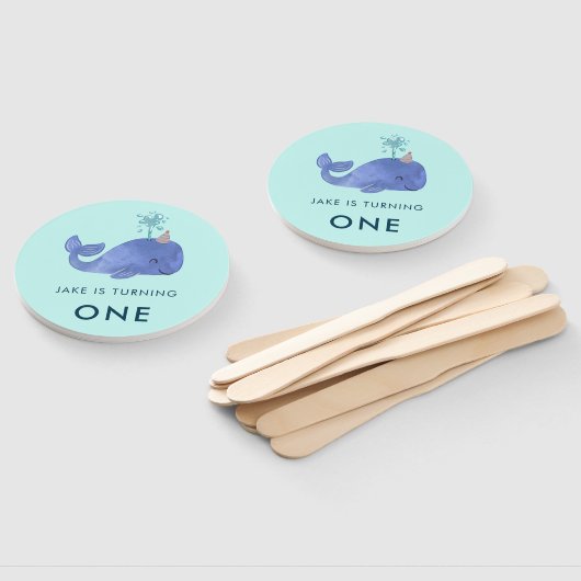 Leuke Waterverf Whale Party Pet Verjaardag Handwaaier (Niet-gemonteerd)