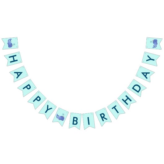 Leuke Waterverf Whale Party Pet Verjaardag Vlaggetjes (Alle)