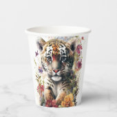 Leuke Waterverf Wild Tiger Cub Kids Verjaardag Papieren Bekers (Voorkant)