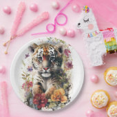 Leuke Waterverf Wild Tiger Cub Kids Verjaardag Papieren Bordje (Feest)