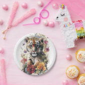 Leuke Waterverf Wild Tiger Cub Kids Verjaardag Papieren Bordje (Feest)