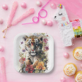 Leuke Waterverf Wild Tiger Cub Kids Verjaardag Papieren Bordje (Feest)