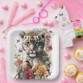 Leuke Waterverf Wild Tiger Cub Kids Verjaardag Papieren Bordje (Feest)