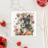 Leuke Waterverf Wild Tiger Cub Kids Verjaardag Servet (Insitu)