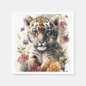 Leuke Waterverf Wild Tiger Cub Kids Verjaardag Servet (Voorkant)
