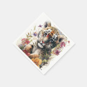 Leuke Waterverf Wild Tiger Cub Kids Verjaardag Servet (Hoek)