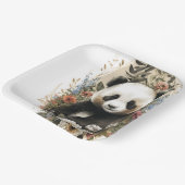 Leuke Waterverf Wildflower Panda Beer Verjaardag Papieren Bordje (Gebogen)