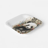 Leuke Waterverf Wildflower Panda Beer Verjaardag Papieren Bordje (Gebogen)