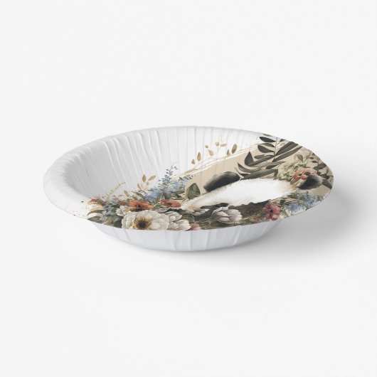 Leuke Waterverf Wildflower Panda Beer Verjaardag Papieren Kommen (Gebogen)