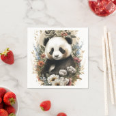 Leuke Waterverf Wildflower Panda Beer Verjaardag Servet (Insitu)