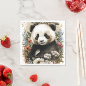 Leuke Waterverf Wildflower Panda Beer Verjaardag Servet (Insitu)