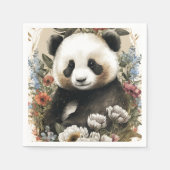 Leuke Waterverf Wildflower Panda Beer Verjaardag Servet (Voorkant)