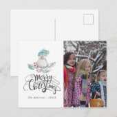 Leuke waterverf Winter Vogel Kerstmis foto Feestdagenkaart (Voorkant / Achterkant)