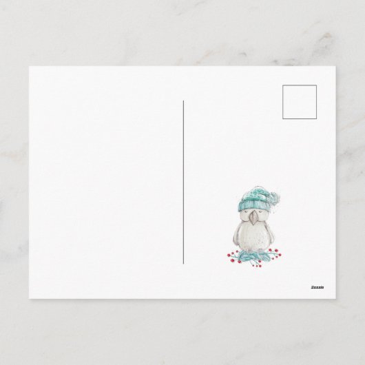 Leuke waterverf Winter Vogel Kerstmis foto Feestdagenkaart (Achterkant)