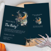 Leuke Waterverf Witch Funny Halloween Kostuumfeest Kaart