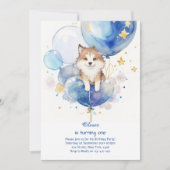 Leuke Waterverf Wolf Eerste Verjaardagsuitnodiging Kaart (Voorkant)