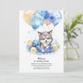 Leuke Waterverf Wolf Pup Verjaardagsuitnodiging Kaart (Staand voorkant)