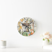 Leuke Waterverf Woodland Animals Schrift Naam Ronde Klok (Huis)