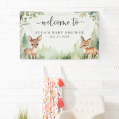 Leuke Waterverf Woodland Dieren Baby shower Spandoek (Insitu)