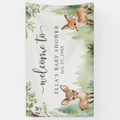 Leuke Waterverf Woodland Dieren Baby shower Spandoek (Verticaal)