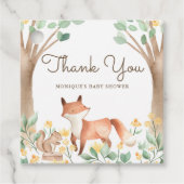 Leuke Waterverf Woodland Fox Baby shower Dank u Bedankjes Labels (Voorkant)
