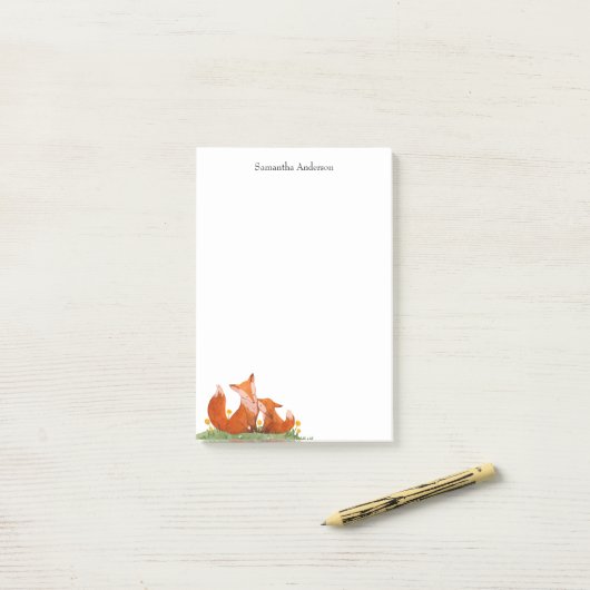 Leuke Waterverf woodland Fox Post-it® Notes (Op bureau)