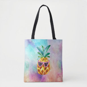 Leuke Waterverven Ananas in zonnebril Tote Bag