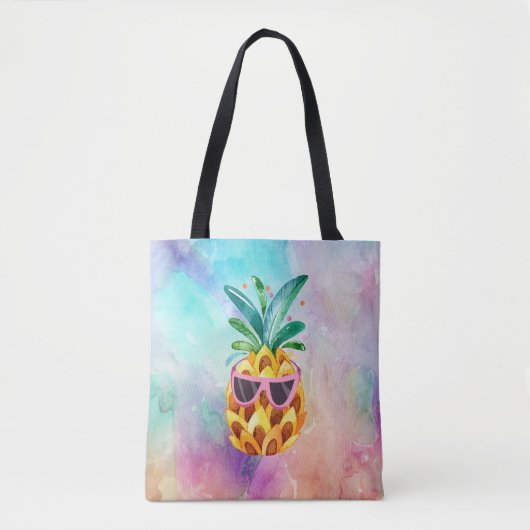Leuke Waterverven Ananas in zonnebril Tote Bag (Voorkant)