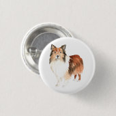 Leuke Waterverven Shetland Sheepdog Ronde Button 3,2 Cm (Voorkant /achterkant)