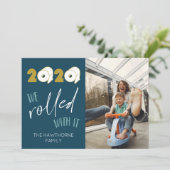 Leuke "We hebben er mee gerold" aangepaste foto ke Feestdagenkaart (Staand voorkant)