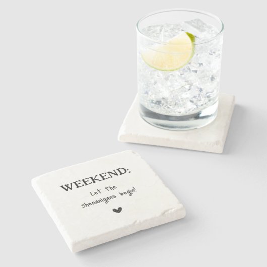 Leuke weekend Shenanigans typografie Stenen Onderzetter (Zijkant)