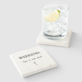 Leuke Weekend Wine Down Stenen Onderzetter (Zijkant)