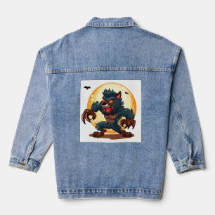 Leuke weerwolf cartoon denim jacket