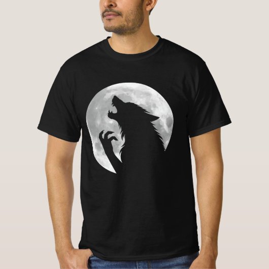 Leuke weerwolf Volle Maan Fase Halloween T-shirt (Voorkant)