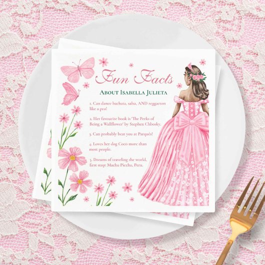 Leuke weetjes Blush Pink Quinceañera Floral Servet