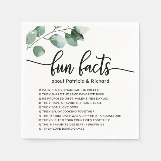 Leuke weetjes bruiloft Elegant groen Servet (Voorkant)