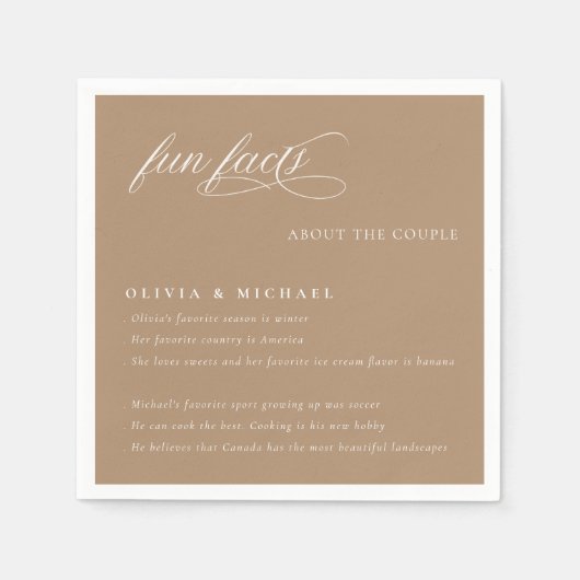 Leuke weetjes Elegante typografie Trouwen Servet (Voorkant)